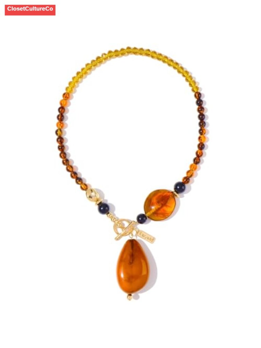 Boho Beaded Pendant Long Necklace Mixed Metal Style Jewelry Gift